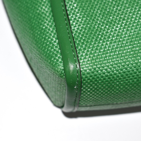 Kate Spade Alexia Green Straw Crossbody Clutch Bag Purse - Picture 5 of 9